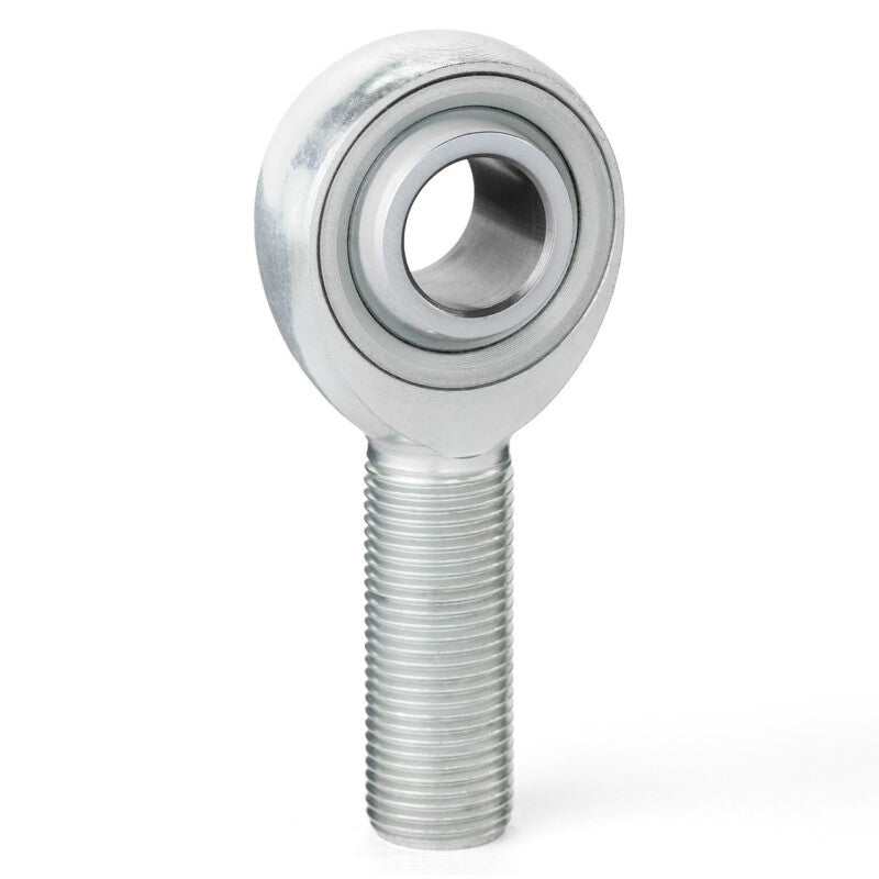 QA1 H Series 3-Piece Tie Rod End, male right-hand, alloy steel, 0.3125-inch bore with 5/16-24 thread, close-up of product.