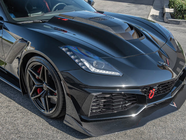 2019 CHEVROLET CORVETTE C7 ZR1 CARBON FIBER FRONT BUMPER VENT BROWS INSERTS (PAIR)