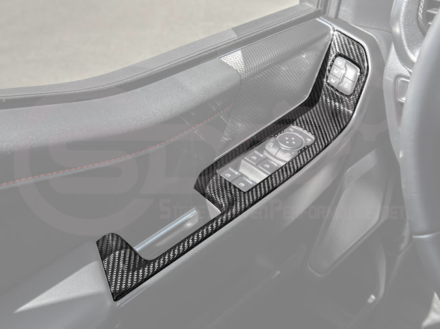 2021-UP FORD F-150 | FACTORY STYLE CARBON FIBER FRONT DOOR GLASS LIFTING PANEL COVER