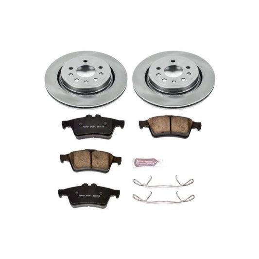 PowerStop OE rear brake kit for Saab 9-3 2003-2011, includes brake rotors and pads for reliable stopping performance.