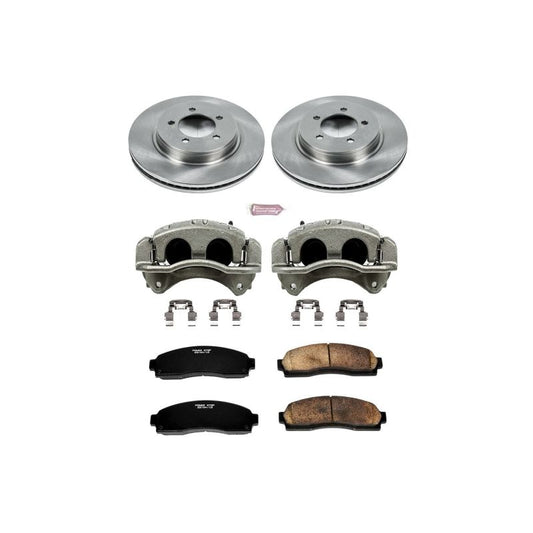 PowerStop OE front brake kit with calipers for Ford Explorer 2002-2005, including brake rotors and calipers.