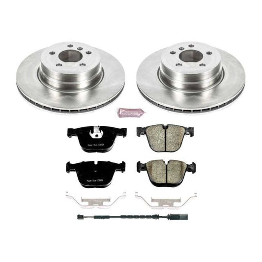 PowerStop OE rear brake kit for 2016-2018 BMW X5, includes brake rotors and pads, designed for optimal stopping power.