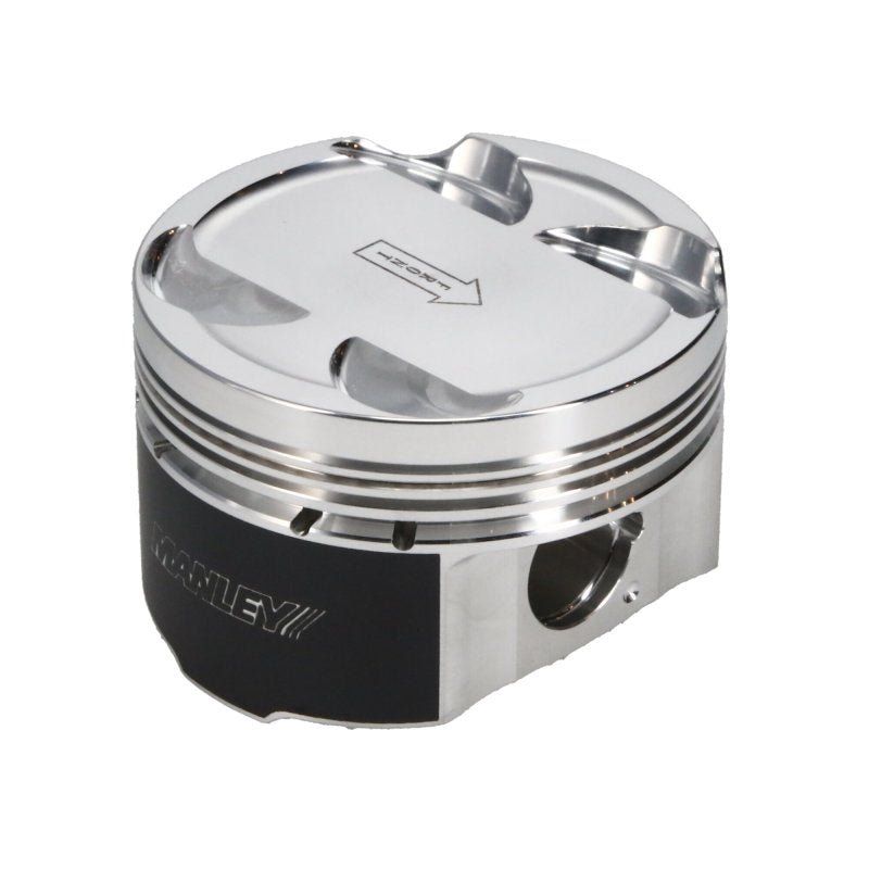 Manley Performance forged piston set for Toyota Supra 2JZGTE, 86mm bore, 6-cylinder, includes rings and dish design.