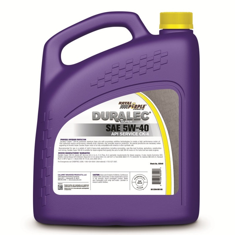 Royal Purple Duralec Super Diesel 5W40 CK-4 Motor Oil - 1 Gallon