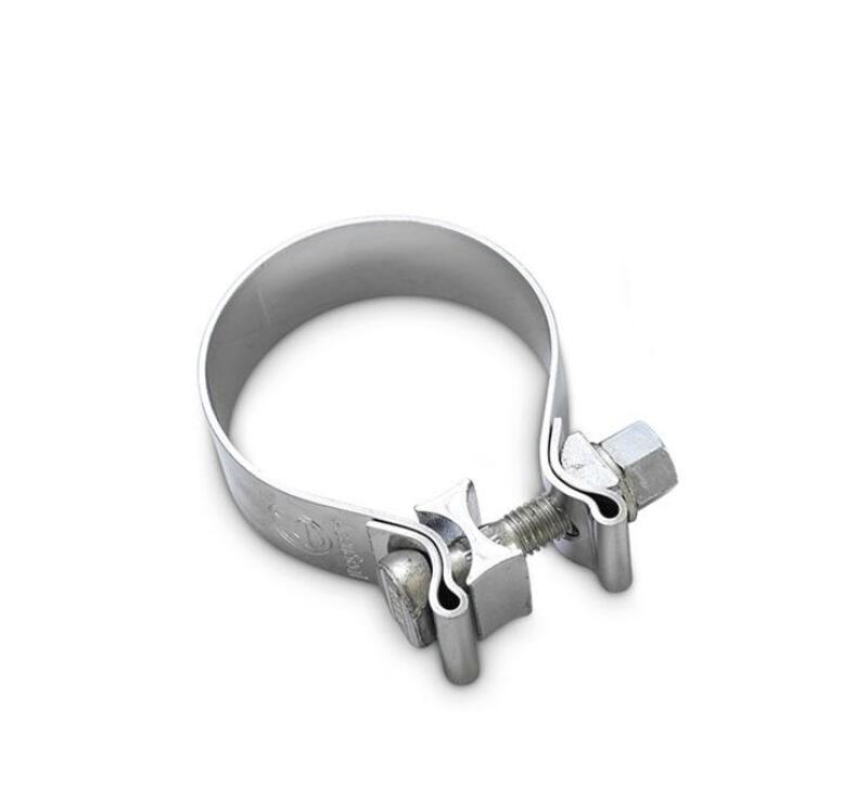 Vance & Hines 2.65-inch Torca clamp for motorcycle exhaust hardware installation, showing metallic clamp with bolts and fitting details.