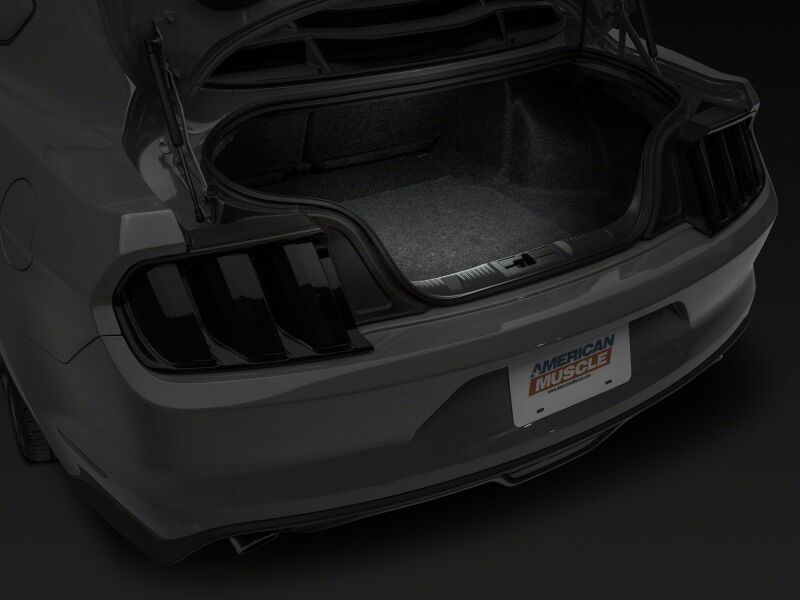 Raxiom Ford Mustang interior LED lighting kit in cool white, stage 2 Axial Series, installed inside the vehicle.