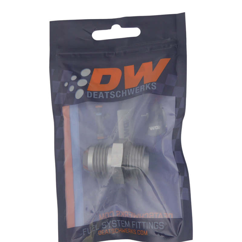 DeatschWerks 10AN ORB male to male fitting with O-ring, automotive fluid connection component.