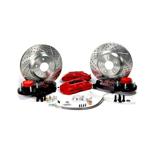 Baer Brakes 64-72 Buick Skylark front SDZ brake kit with red performance brake calipers and 13-inch track4 rotors.