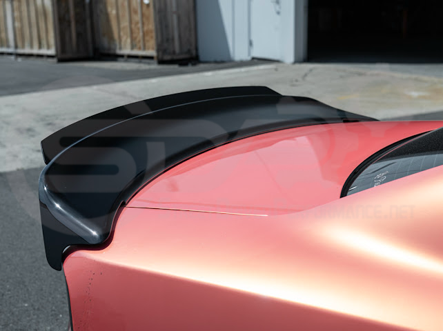 Dodge Charger SRT Hellcat Redeye style rear trunk wing spoiler in matte black on a 2015-2023 model.