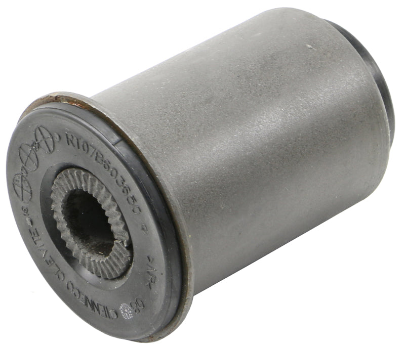 Moog rear forward leaf spring bushing for Chevrolet Silverado 1500, showing the rubber component and metal casing.