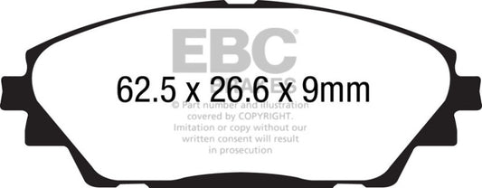 EBC Greenstuff front brake pads for Mazda 3 2.0 Japan Build, high-performance brake pads with green friction material.