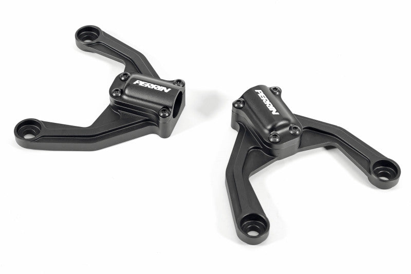 Perrin Performance neon yellow rear shock tower brace for 2015-2021 Subaru WRX/STI, shown installed in the engine bay