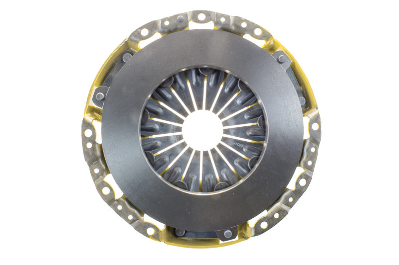 ACT 2003 Nissan 350Z heavy duty clutch pressure plate showing metal surface and mounting points for engine clutch assembly.