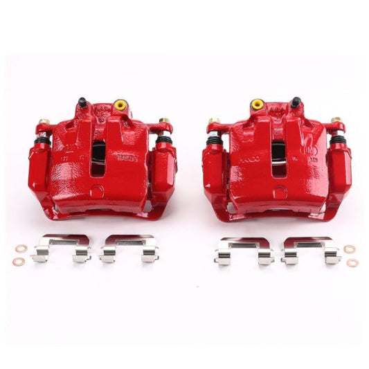 PowerStop front red brake calipers with brackets for 2012-2016 Buick LaCrosse, performance brake calipers pair.