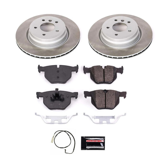 PowerStop rear semi-coated brake rotor kit for BMW 335xi 2007-2008, performance blank brake rotors for enhanced braking.