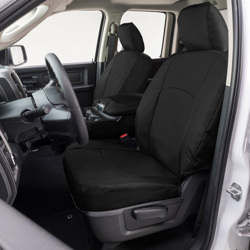 Covercraft Endura PrecisionFit second row seat covers for Toyota Grand Highlander, custom-fit, beige fabric with detailed stitching.