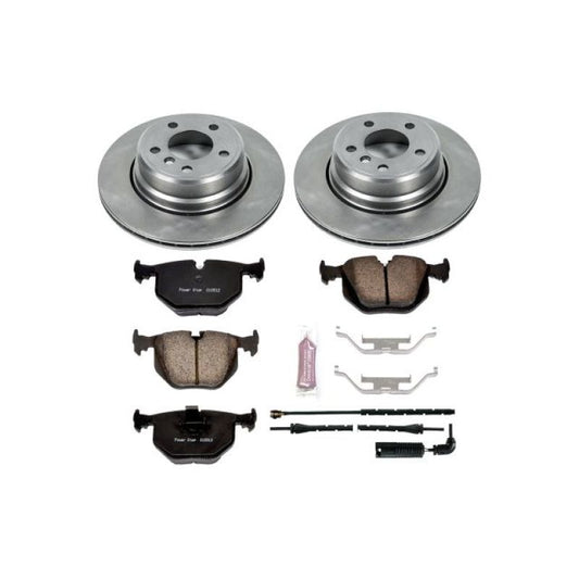 PowerStop OE rear brake kit for BMW X5 2002-2006, includes brake rotors and pads for reliable stopping performance