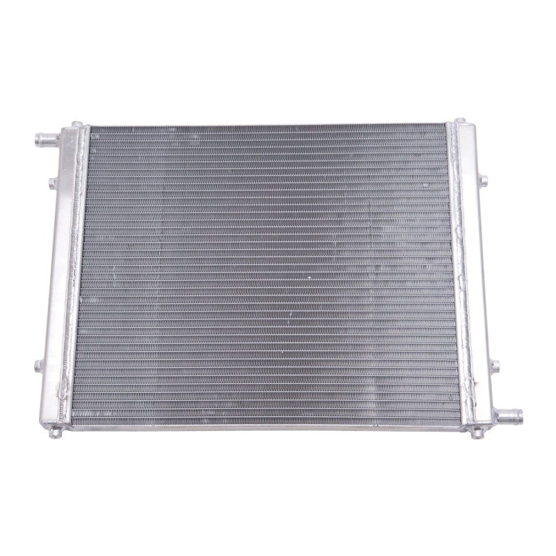 Edelbrock intercooler heat exchanger with single pass, black finish, 31,000 Btu/hr, 22x16.5x1.5 inches, single row design.