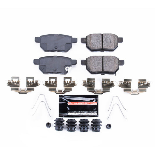 PowerStop Z23 Evolution sport rear brake pads with hardware for Lexus CT200h 2011-2017, high-performance brake replacement.