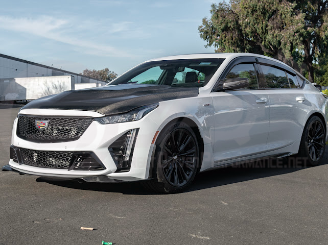 2022-2024 CADILLAC CT5-V BLACKWING SEDAN | CARBON FIBER FACTORY EXTENDED STYLE FRONT LIP SPLITTER GROUND EFFECTS
