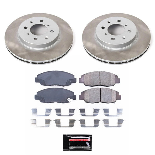 PowerStop front semi-coated brake rotor kit for Honda Insight 2010-2014, performance brake kit with semi-coated rotors.