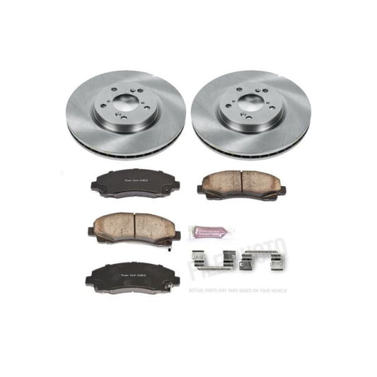 PowerStop OE brake kit for Honda Ridgeline 2006-2011, front Autospecialty brake components with rotors and pads installed