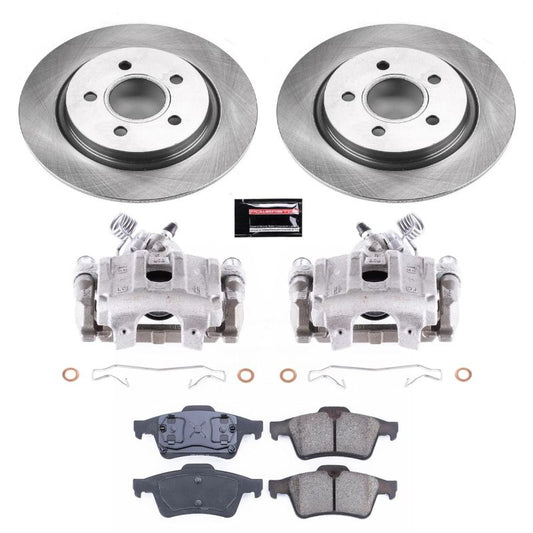 PowerStop rear brake kit with calipers for 2004-2005 Volvo S40, includes OE-style brake components and hardware.
