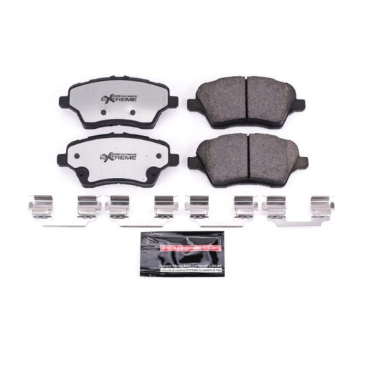PowerStop Z26 Extreme Street performance brake pads with hardware for Ford Fiesta 2014-2019 front brake system.