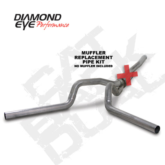 Diamond Eye Performance Catback exhaust pipe for 2006-2007.5 Chevy/GMC 6.6L 2500/3500, dual stainless steel replacement pipe.