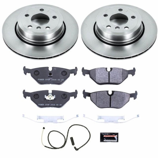 PowerStop rear track day brake kit installed on a BMW X3, featuring high-performance brake components and rotors.