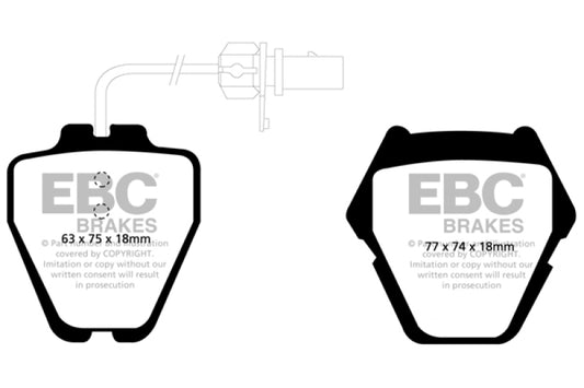 EBC Ultimax2 front brake pad set for Audi A6 Quattro 2.7 Twin Turbo Sedan, 8 pad OE style brake pads.