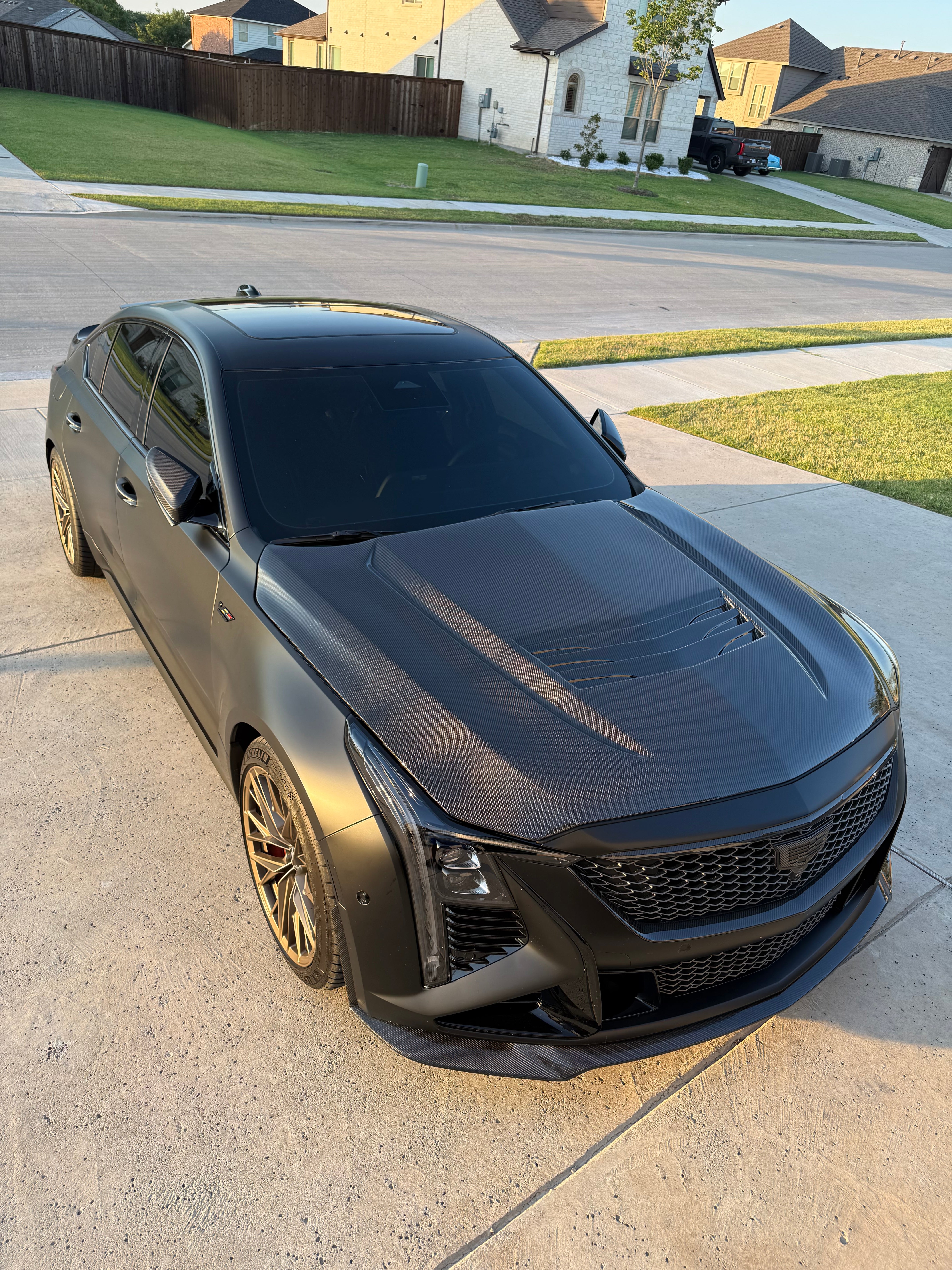2025-PRESENT CADILLAC CT5-V BLACKWING | FACTORY OEM STYLE CARBON FIBER FRONT LIP SPLITTER GROUND EFFECTS & WHEEL ARCHES