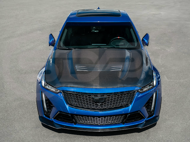 2020-Up Cadillac CT5 / CT5-V / CT5-V Blackwing | “CTS-V, V3” Style CARBON FIBER Front Vented Hood