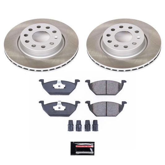 PowerStop performance brake kit with semi-coated front rotors for 2011-2015 Volkswagen Jetta, showing the brake rotor assembly.