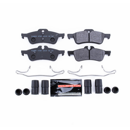 PowerStop racing rear brake pads for Mini Cooper 2004-2008, high-performance track day brake pads with detailed friction material.