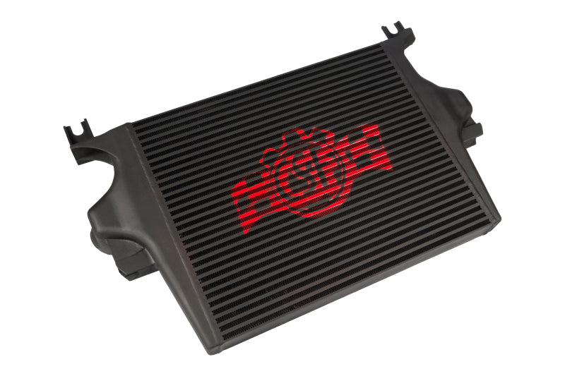 CSF 08-10 Ford Super Duty 6.4L Turbo Diesel Charge-Air-Cooler intercooler showing the finned aluminum core and inlet/outlet ports