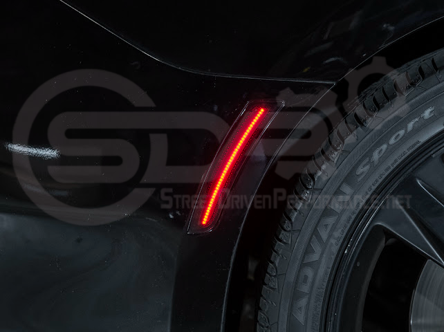 2016-2024 Chevrolet Camaro | Rear Bumper Side Marker Lens w/ Red LED Reflector Light Pair (Clear / Red / Smoke)