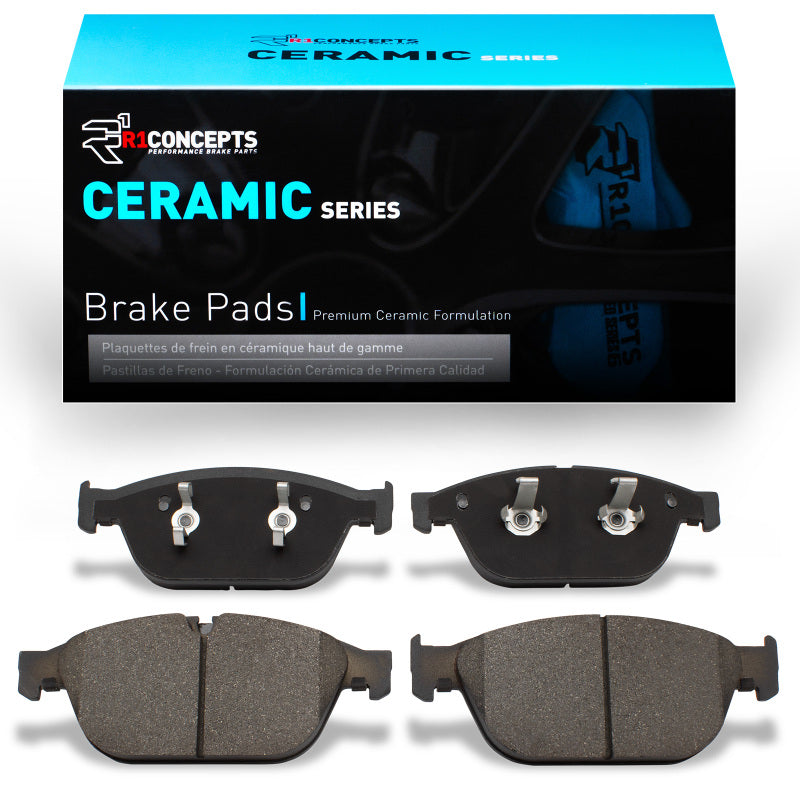 Audi SQ5 R1 Concepts front ceramic brake pads, OE quality, showing the brake pad set with metallic and ceramic components.