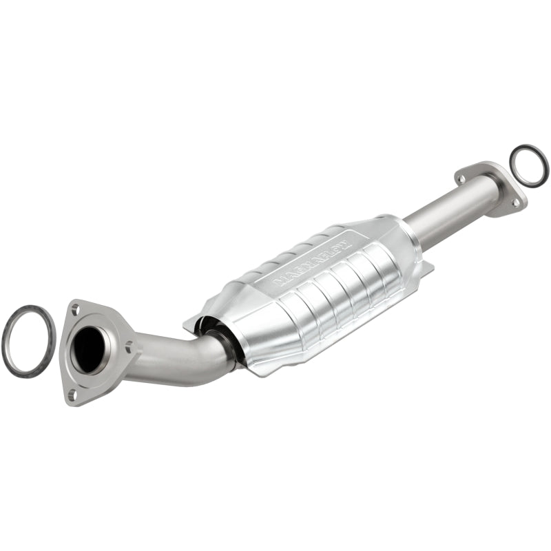 MagnaFlow direct fit catalytic converter for 2003-2004 Toyota Tundra V8 4.7L gas engine, shown installed on vehicle exhaust system.