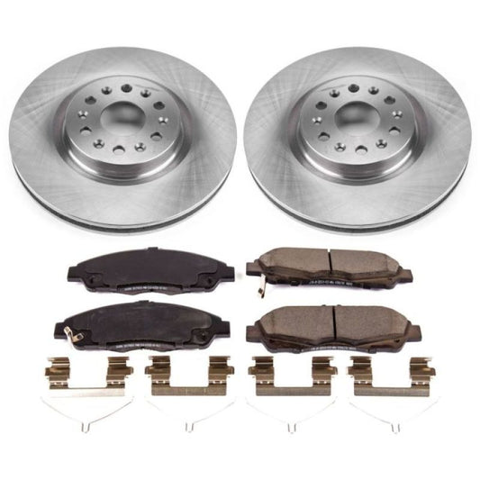 PowerStop OE front brake kit for 2017-2018 Cadillac XT5, includes brake rotors and pads for enhanced stopping power.
