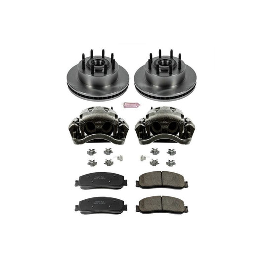 PowerStop OE brake rotors and caliper kit for 2012 Ford F-350 Super Duty front suspension, auto specialty brake components.