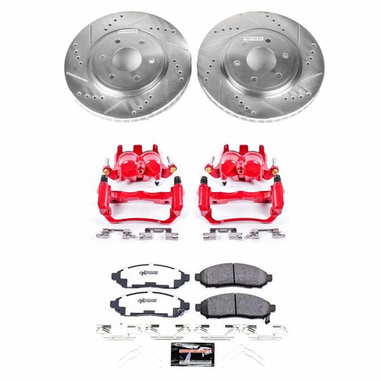 PowerStop Z36 truck and tow brake calipers for Nissan Frontier 2016-2022, performance front calipers with Cals in a set