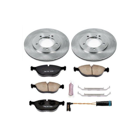 PowerStop OE brake kit for 2004-2005 Mercedes-Benz E500 front brakes, includes rotors and calipers.