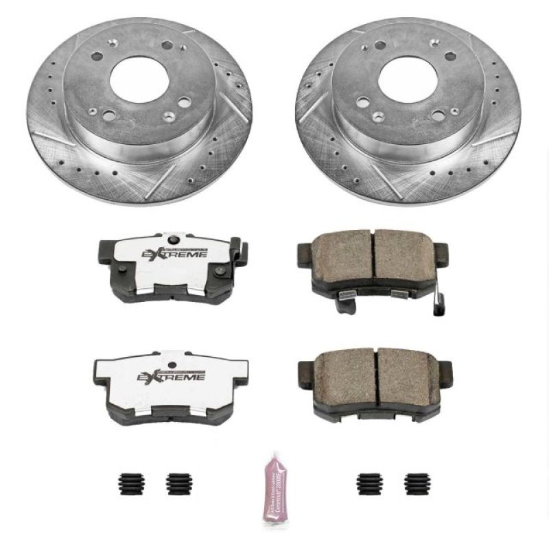 PowerStop Z26 Street Warrior rear brake kit for 1997 Acura CL, includes performance brake rotors and pads for enhanced stopping power.