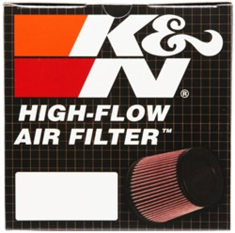 K&N Engineering universal rubber air filter with 4-inch flange, 7-inch height, and 5 3/8-inch base diameter for automotive use.