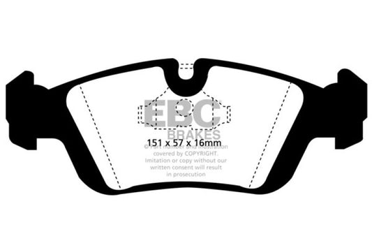 EBC Greenstuff front brake pads for BMW Z3 1.9, high-performance brake pads with green friction material, for improved stopping power