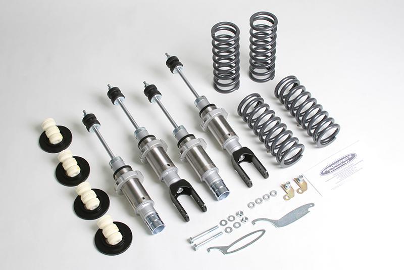 Progress Technology coilovers for Acura Integra and Honda Civic, featuring front top hat and adjustable suspension system.