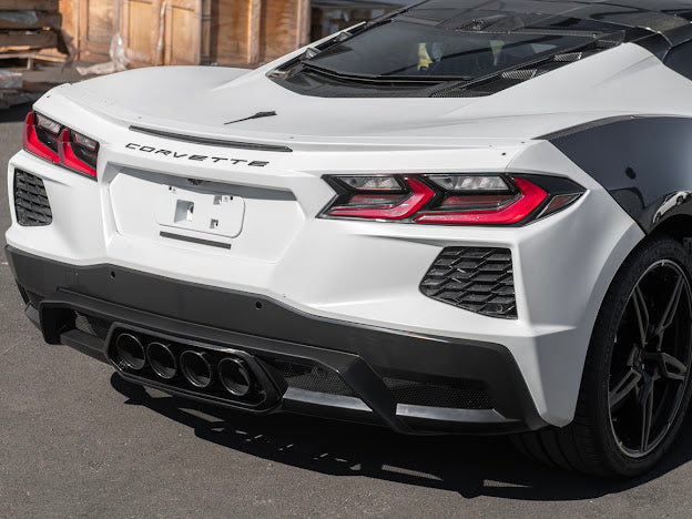2020-Up Corvette C8 | Z06 Style Rear Center Quad Tips Exhaust Exit Grille Diffuser