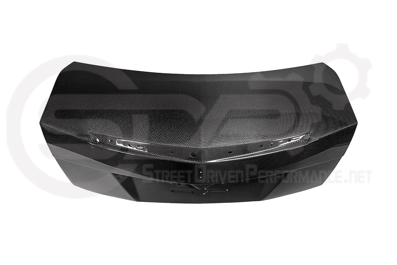Carbon fiber rear trunk lid replacement for 2009-2015 Cadillac CTS and CTS-V V2 Sedan, by Street Driven Performance.