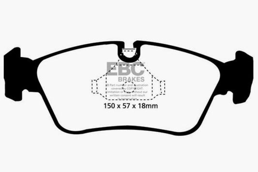 EBC Redstuff performance front brake pads for BMW Z3 2.5, high-performance brake pads with red friction material.